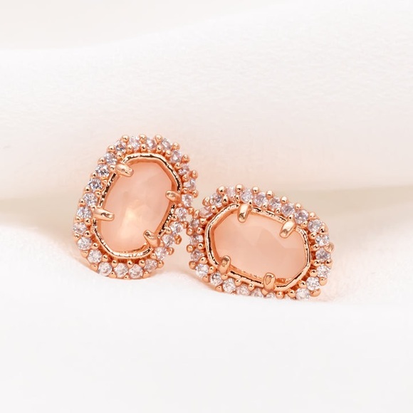 🆕 Alicia Bonnie Los Angeles “Destiny” Rose Gold Stud Earrings w/Box & Dust Bag - Picture 11 of 12